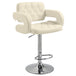 Faux Leather Swivel Bar Stool With Back - Velmora
