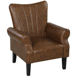 Faux Leather Upholstered Accent Chair With Rolled Arms 80cm Wide - Velmora