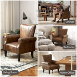 Faux Leather Upholstered Accent Chair With Rolled Arms 80cm Wide - Velmora