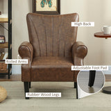 Faux Leather Upholstered Accent Chair With Rolled Arms 80cm Wide - Velmora