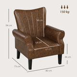 Faux Leather Upholstered Accent Chair With Rolled Arms 80cm Wide - Velmora