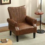 Faux Leather Upholstered Accent Chair With Rolled Arms 80cm Wide - Velmora