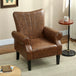 Faux Leather Upholstered Accent Chair With Rolled Arms 80cm Wide - Velmora