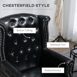 Faux Leather Wingback Chesterfield Accent Chair 72cm Wide - Velmora