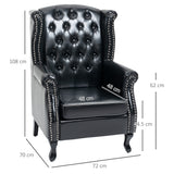 Faux Leather Wingback Chesterfield Accent Chair 72cm Wide - Velmora
