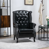 Faux Leather Wingback Chesterfield Accent Chair 72cm Wide - Velmora