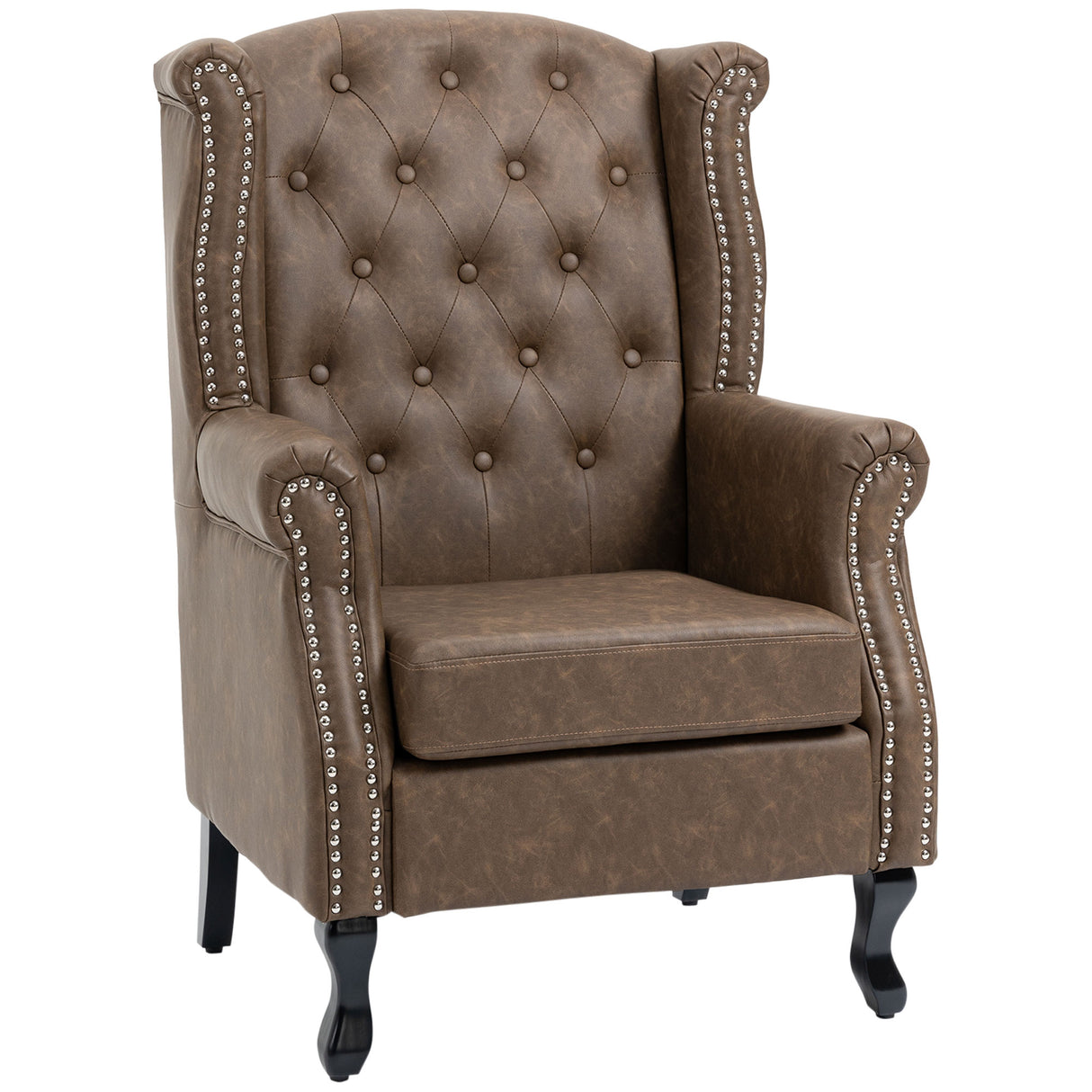 Faux Leather Wingback Chesterfield Accent Chair 72cm Wide - Velmora
