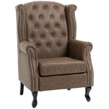 Faux Leather Wingback Chesterfield Accent Chair 72cm Wide - Velmora