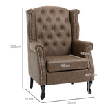 Faux Leather Wingback Chesterfield Accent Chair 72cm Wide - Velmora