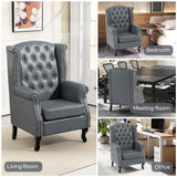 Faux Leather Wingback Chesterfield Accent Chair 72cm Wide - Velmora