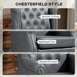 Faux Leather Wingback Chesterfield Accent Chair 72cm Wide - Velmora