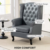 Faux Leather Wingback Chesterfield Accent Chair 72cm Wide - Velmora