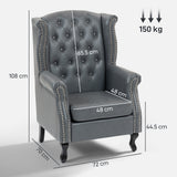 Faux Leather Wingback Chesterfield Accent Chair 72cm Wide - Velmora