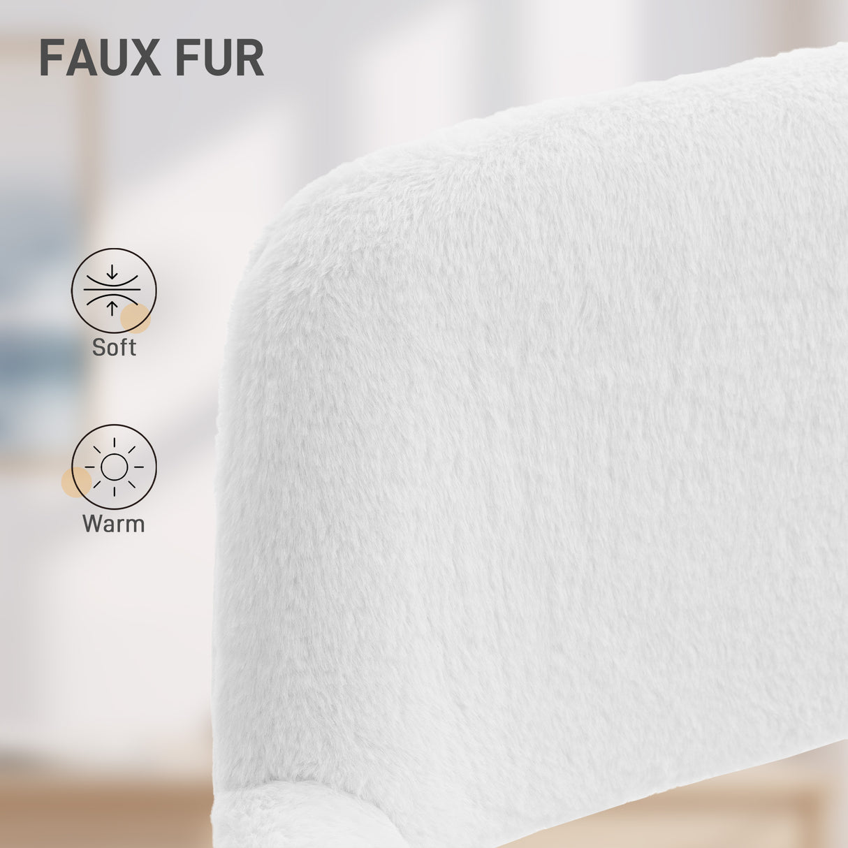 Faux Rabbit Fur Fabric Home And Office Chair 60cm Wide - Velmora