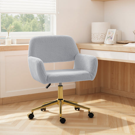 Faux Rabbit Fur Fabric Home And Office Chair 60cm Wide - Velmora