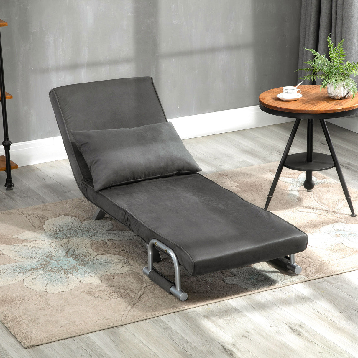 Faux Suede Fabric 1 Seater Sofa Bed 65cm Wide With 1 Pillow - Velmora