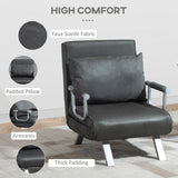 Faux Suede Fabric 1 Seater Sofa Bed 65cm Wide With 1 Pillow - Velmora