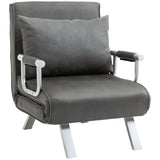 Faux Suede Fabric 1 Seater Sofa Bed 65cm Wide With 1 Pillow - Velmora