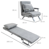 Faux Suede Fabric 1 Seater Sofa Bed 65cm Wide With 1 Pillow - Velmora