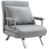 Faux Suede Fabric 1 Seater Sofa Bed 65cm Wide With 1 Pillow - Velmora