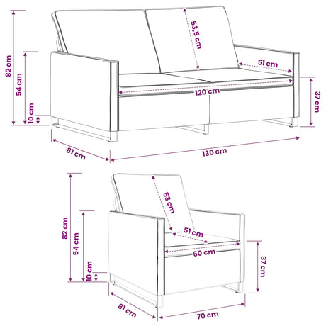 Faux Suede Fabric 2+1 Seater Sofa Set 130cm Wide - Vantage Home