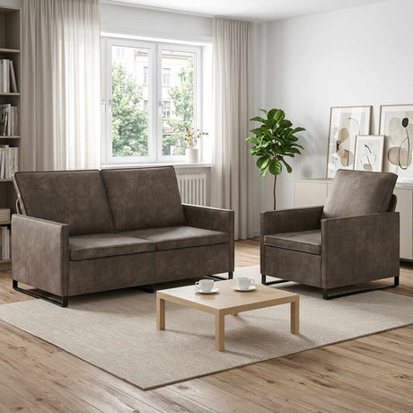 Faux Suede Fabric 2+1 Seater Sofa Set 150cm Wide - Vantage Home
