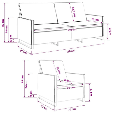 Faux Suede Fabric 3+1 Seater Sofa Set 190cm Wide - Vantage Home