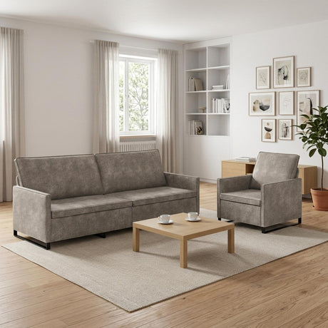 Faux Suede Fabric 3+1 Seater Sofa Set 220cm Wide - Vantage Home