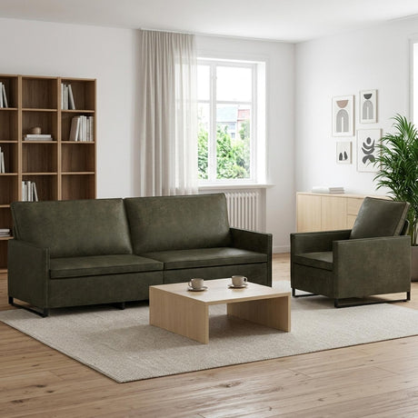 Faux Suede Fabric 3+1 Seater Sofa Set 220cm Wide - Vantage Home