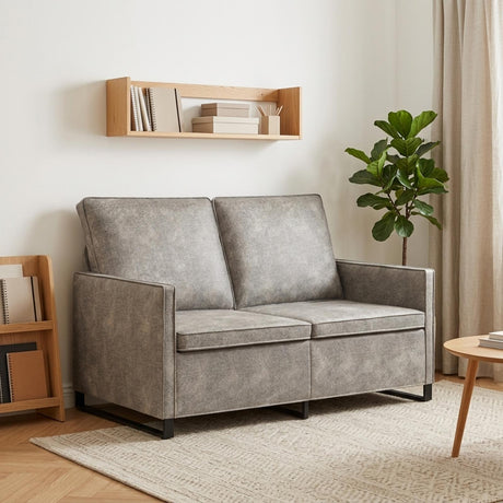 Faux Suede Fabric 2 Seater Sofa 130cm Wide With Metal Frame - Vantage Home