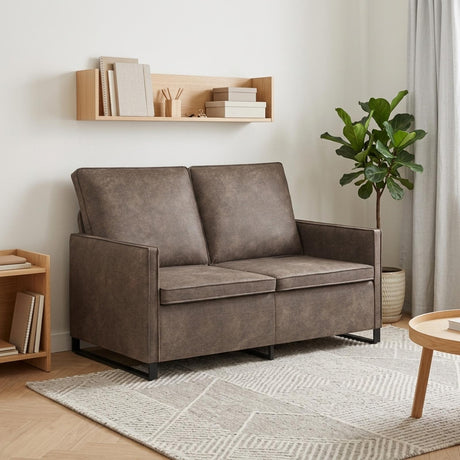 Faux Suede Fabric 2 Seater Sofa 130cm Wide With Metal Frame - Vantage Home