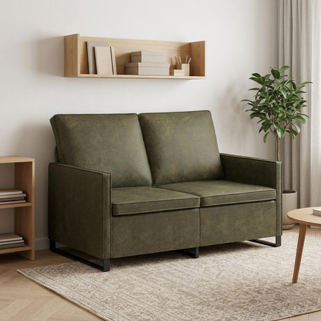 Faux Suede Fabric 2 Seater Sofa 130cm Wide With Metal Frame - Vantage Home