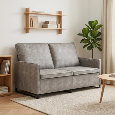 Faux Suede Fabric 2 Seater Sofa 150cm Wide With Metal Frame - Vantage Home