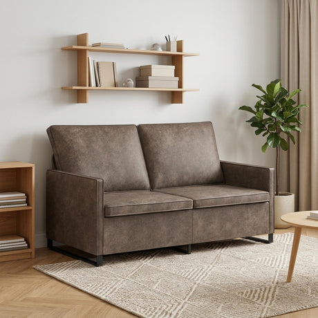 Faux Suede Fabric 2 Seater Sofa 150cm Wide With Metal Frame - Vantage Home