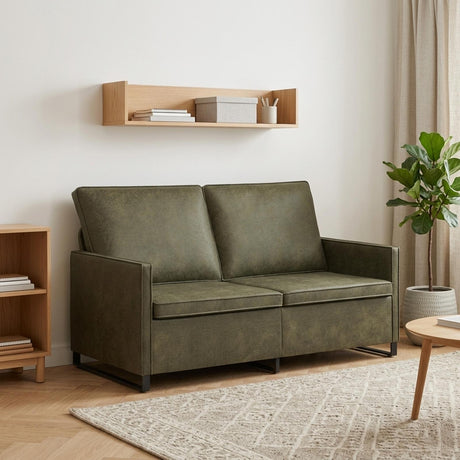 Faux Suede Fabric 2 Seater Sofa 150cm Wide With Metal Frame - Vantage Home