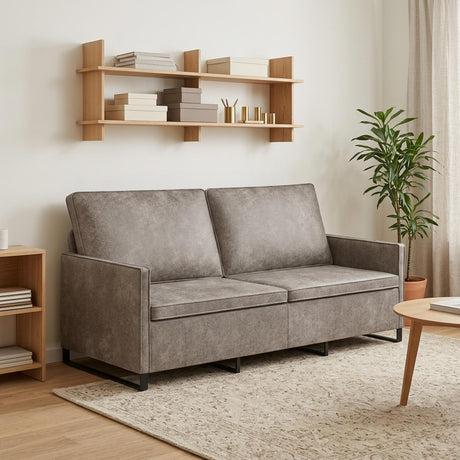 Faux Suede Fabric 3 Seater Sofa 180cm Wide With Metal Frame - Vantage Home