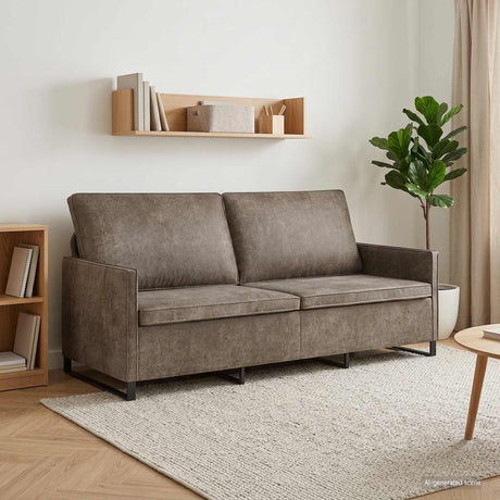 Faux Suede Fabric 3 Seater Sofa 180cm Wide With Metal Frame - Vantage Home