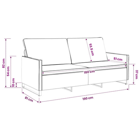 Faux Suede Fabric 3 Seater Sofa 180cm Wide With Metal Frame - Vantage Home