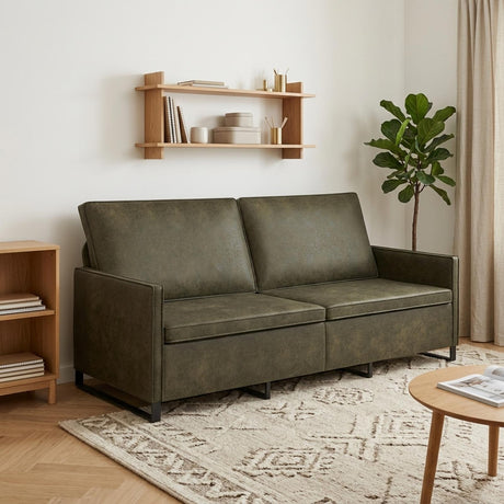 Faux Suede Fabric 3 Seater Sofa 180cm Wide With Metal Frame - Vantage Home
