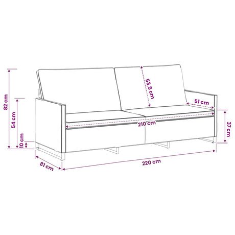 Faux Suede Fabric 3 Seater Sofa 210cm Wide With Metal Frame - Vantage Home