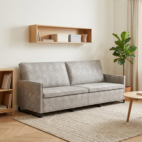 Faux Suede Fabric 3 Seater Sofa 210cm Wide With Metal Frame - Vantage Home