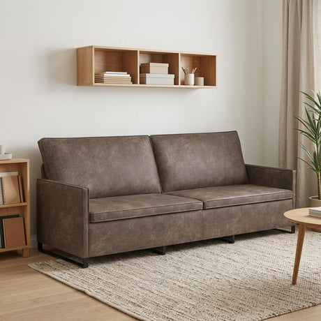 Faux Suede Fabric 3 Seater Sofa 210cm Wide With Metal Frame - Vantage Home