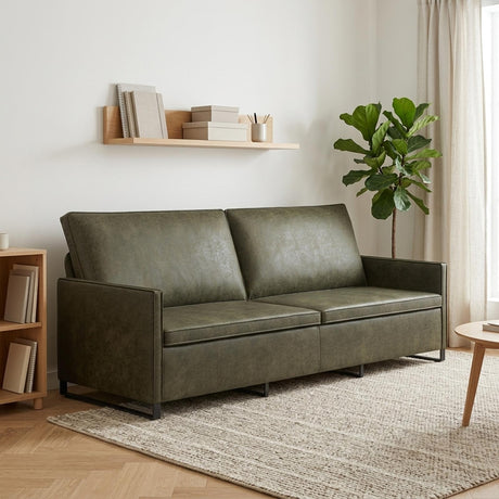 Faux Suede Fabric 3 Seater Sofa 210cm Wide With Metal Frame - Vantage Home