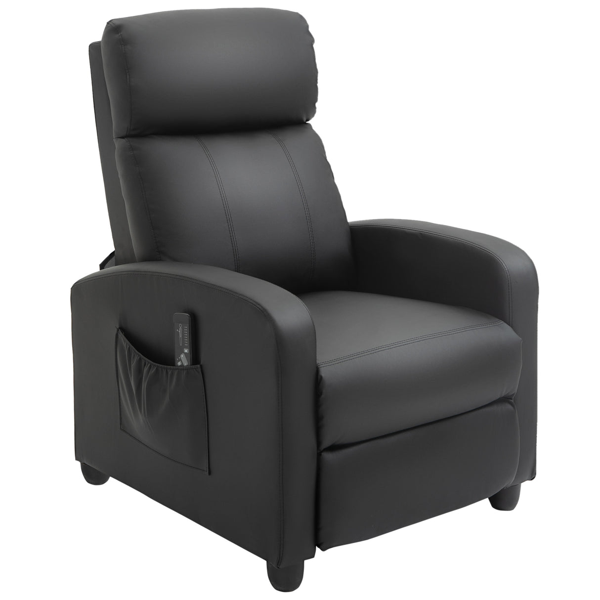 Faux Leather Push Back Reclining Chair With Adjustable Leg Rest 68cm Wide - Velmora