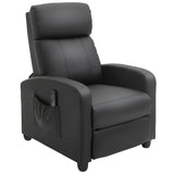 Faux Leather Push Back Reclining Chair With Adjustable Leg Rest 68cm Wide - Velmora