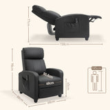 Faux Leather Push Back Reclining Chair With Adjustable Leg Rest 68cm Wide - Velmora