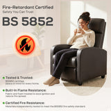 Faux Leather Push Back Reclining Chair With Adjustable Leg Rest 68cm Wide - Velmora