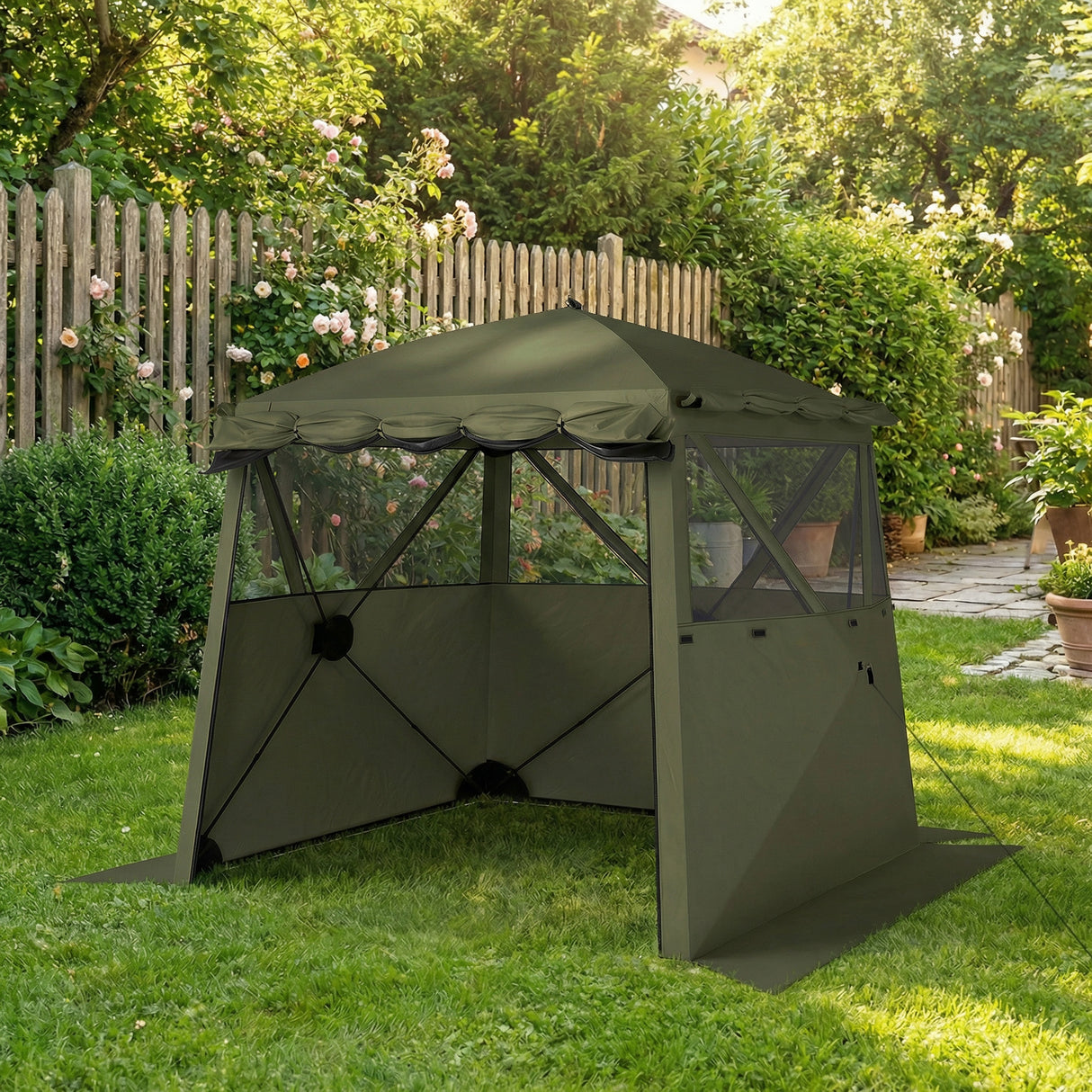 Fibreglass Pop Up Gazebo Waterproof Instant Shelter 198cm Width x 198cm Depth - Velmora