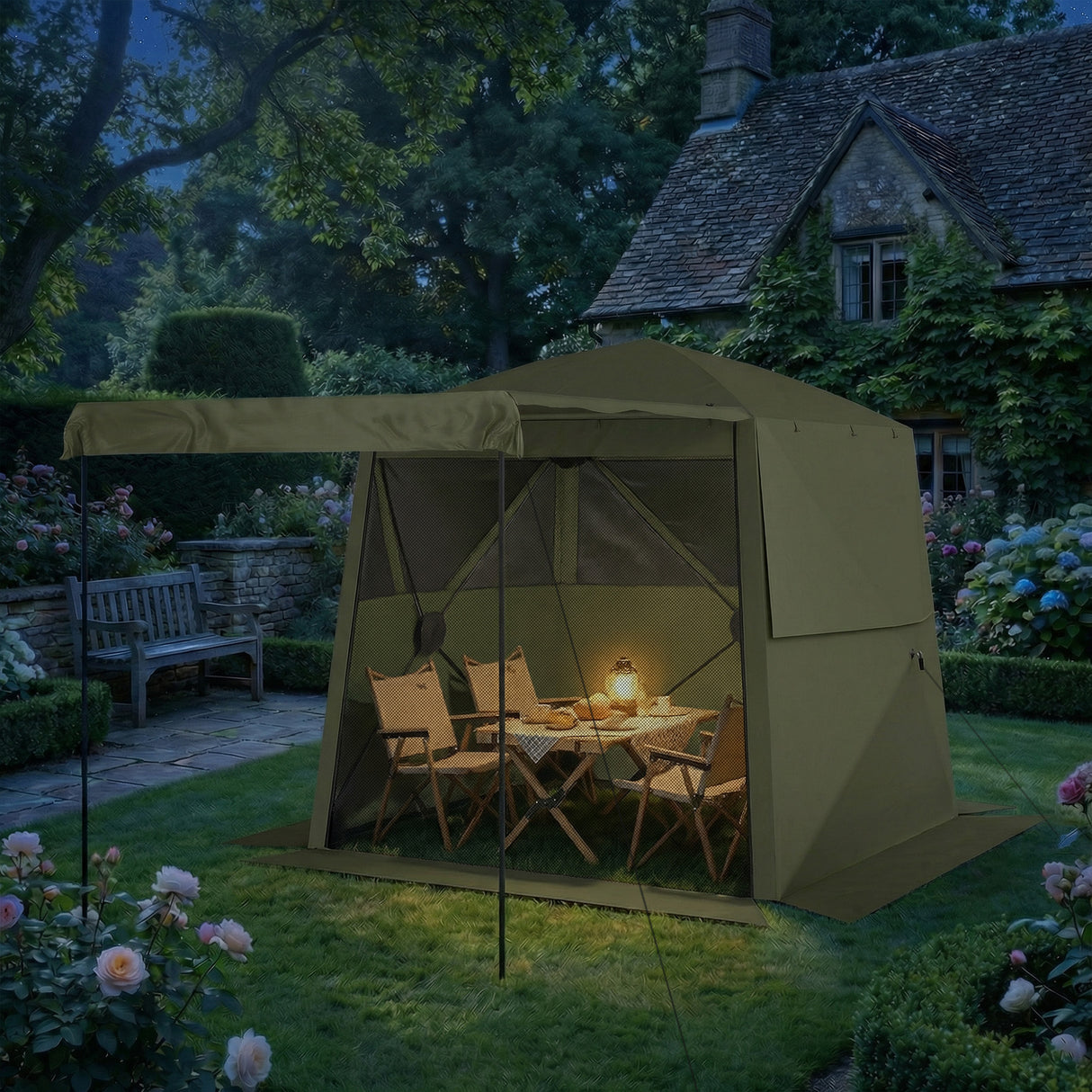 Fibreglass Pop Up Gazebo Waterproof Instant Shelter 198cm Width x 198cm Depth - Velmora