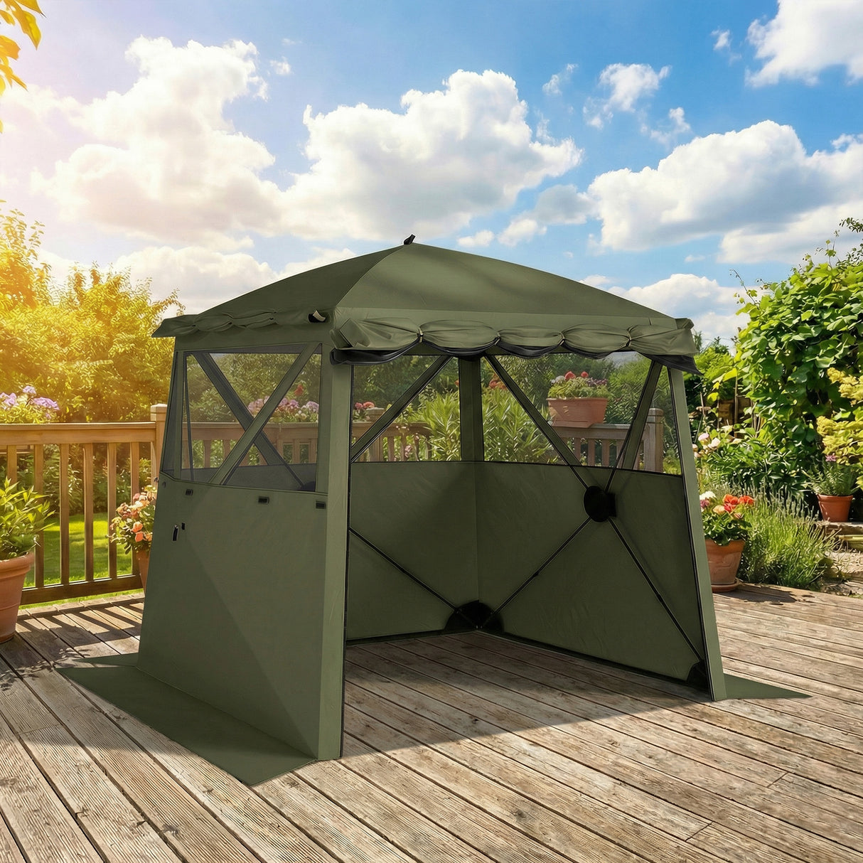 Fibreglass Pop Up Gazebo Waterproof Instant Shelter 198cm Width x 198cm Depth - Velmora